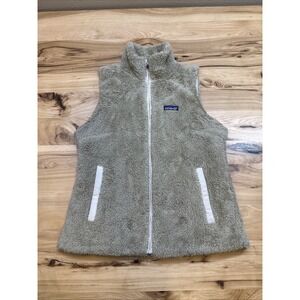 Patagonia Womens Khaki Tan Fleece Vintage Synchilla Fur Fuzzy Vest Size Large